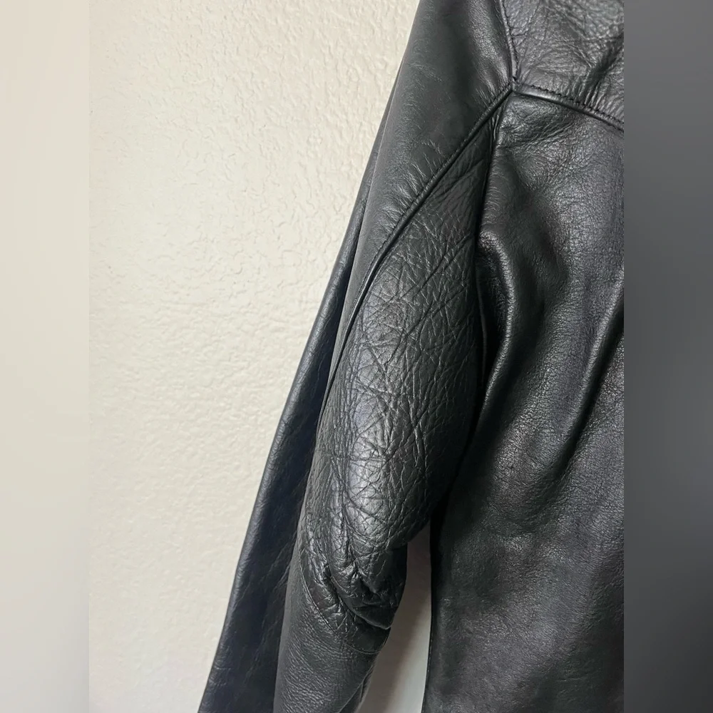 Motorcycle Apparel Industry Shaf Black Motorcycle Leather Jacket Men’s Size L